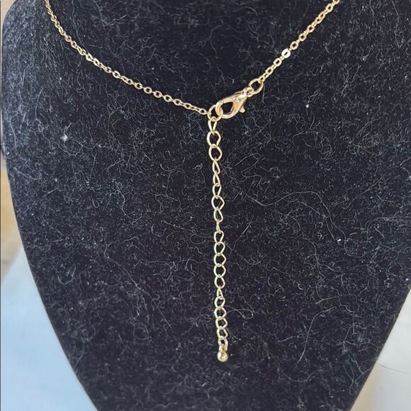 Contemporary Long Gold Tone Geometric Art Deco Pendant Necklace 32” - Picture 7 of 7